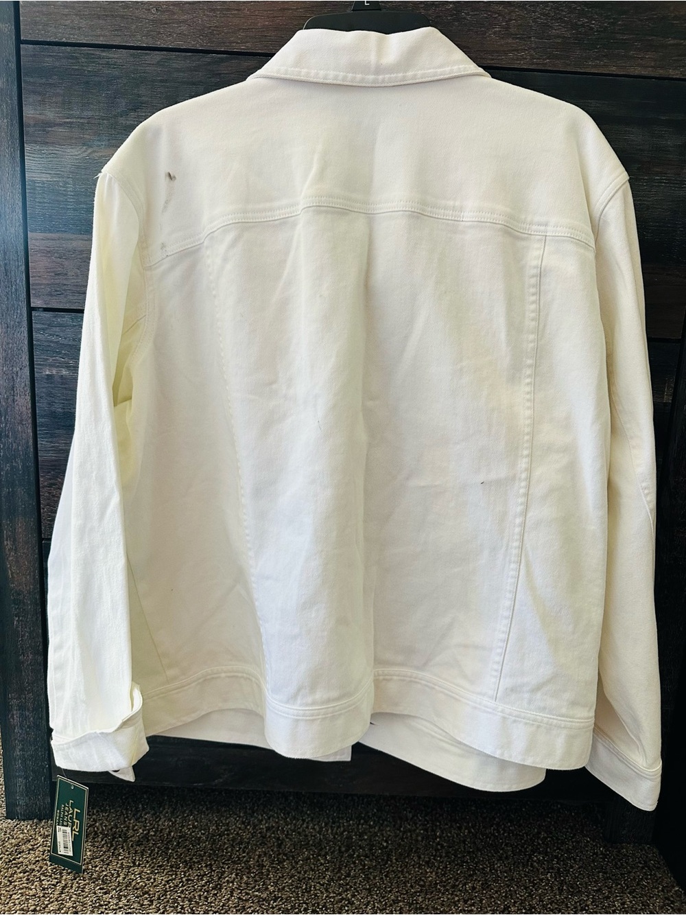 Ralph Lauren White Denim Trucker Jacket with Red Accent - Picture 5 of 8